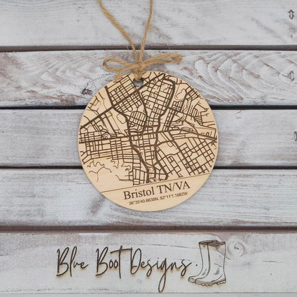 City of Downtown Bristol Map Ornament