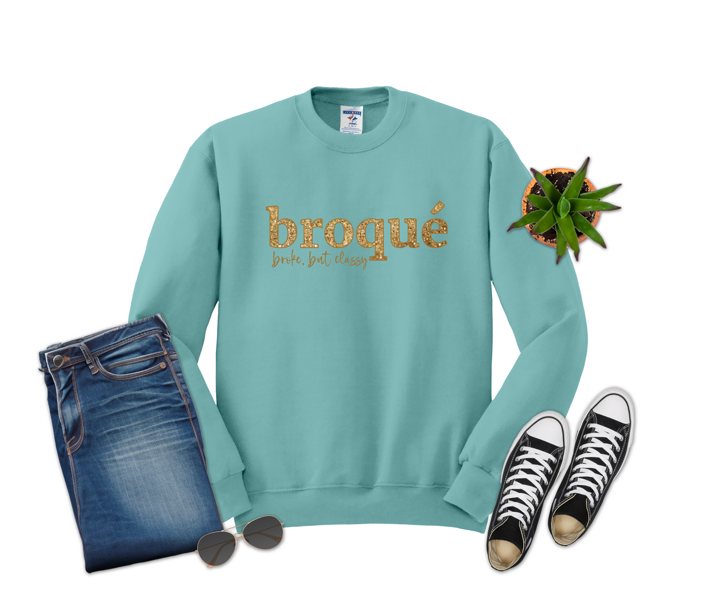 Broque'- Broke but Classy GOLD Faux Glitter Design