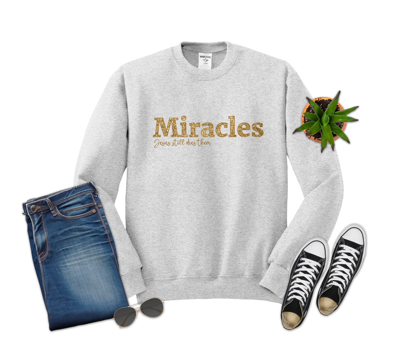 Miracles, Jesus still does them GOLD Faux Glitter Design