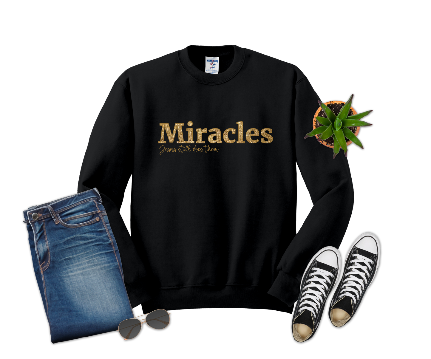 Miracles, Jesus still does them GOLD Faux Glitter Design