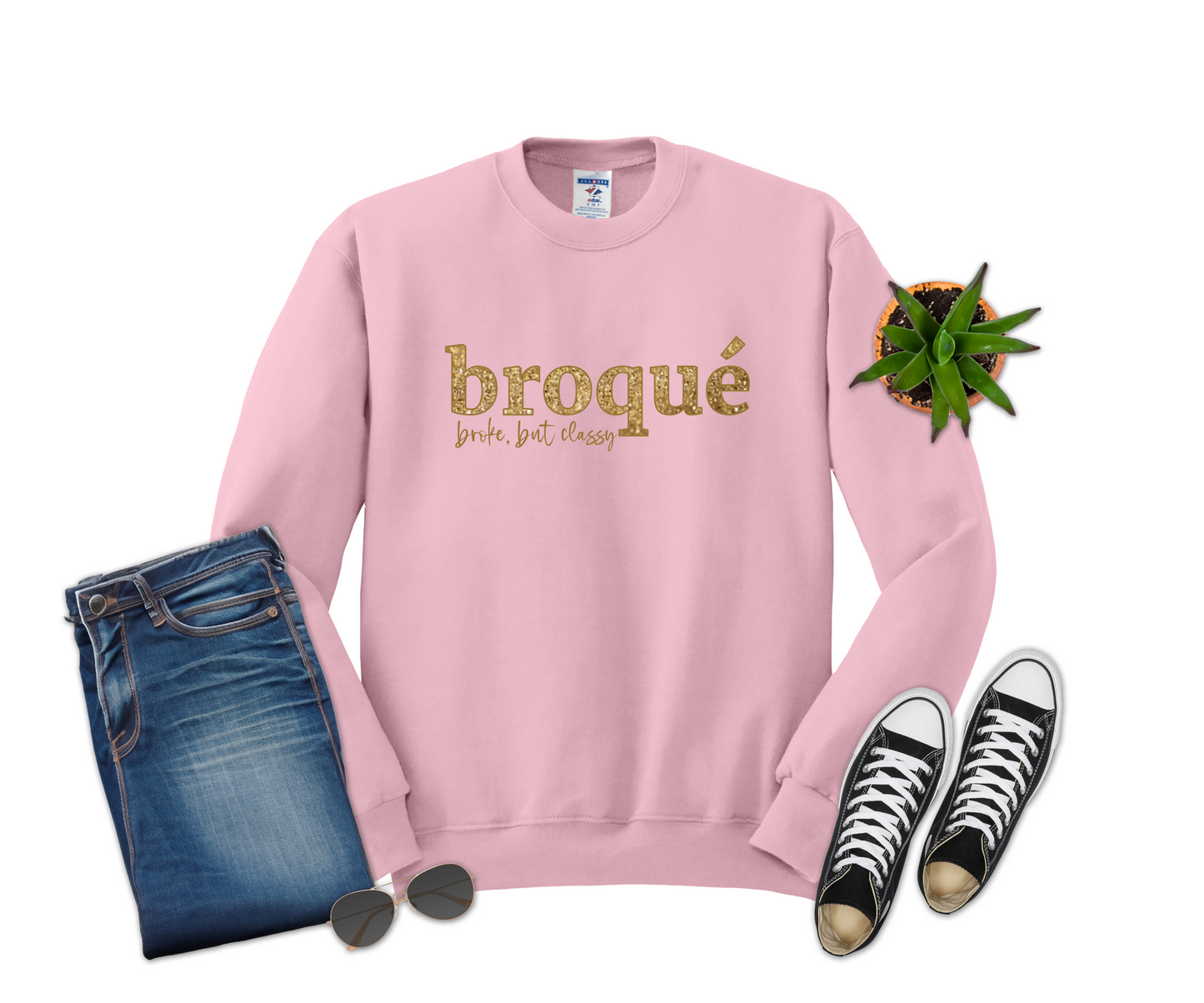 Broque'- Broke but Classy GOLD Faux Glitter Design