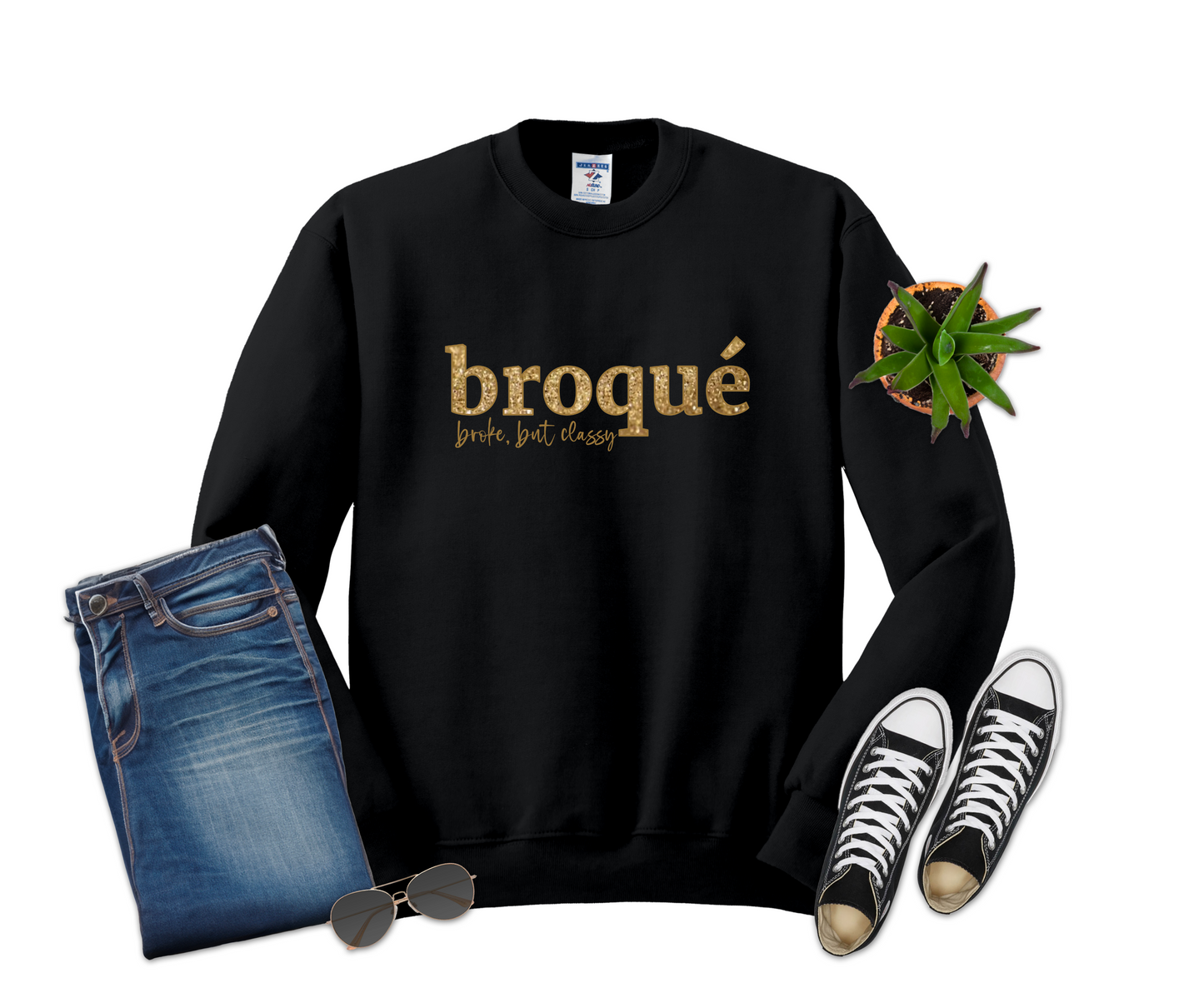 Broque'- Broke but Classy GOLD Faux Glitter Design