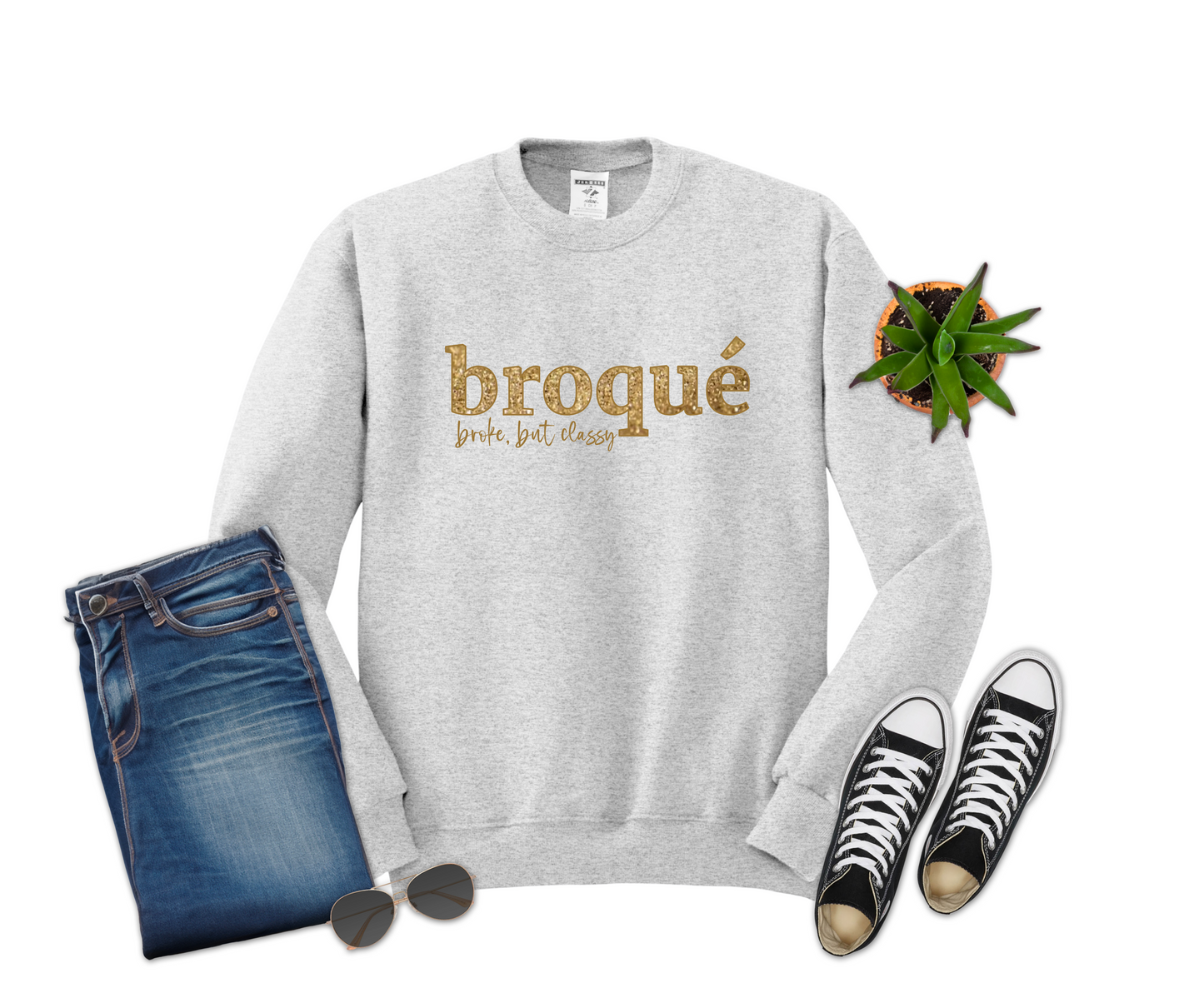 Broque'- Broke but Classy GOLD Faux Glitter Design