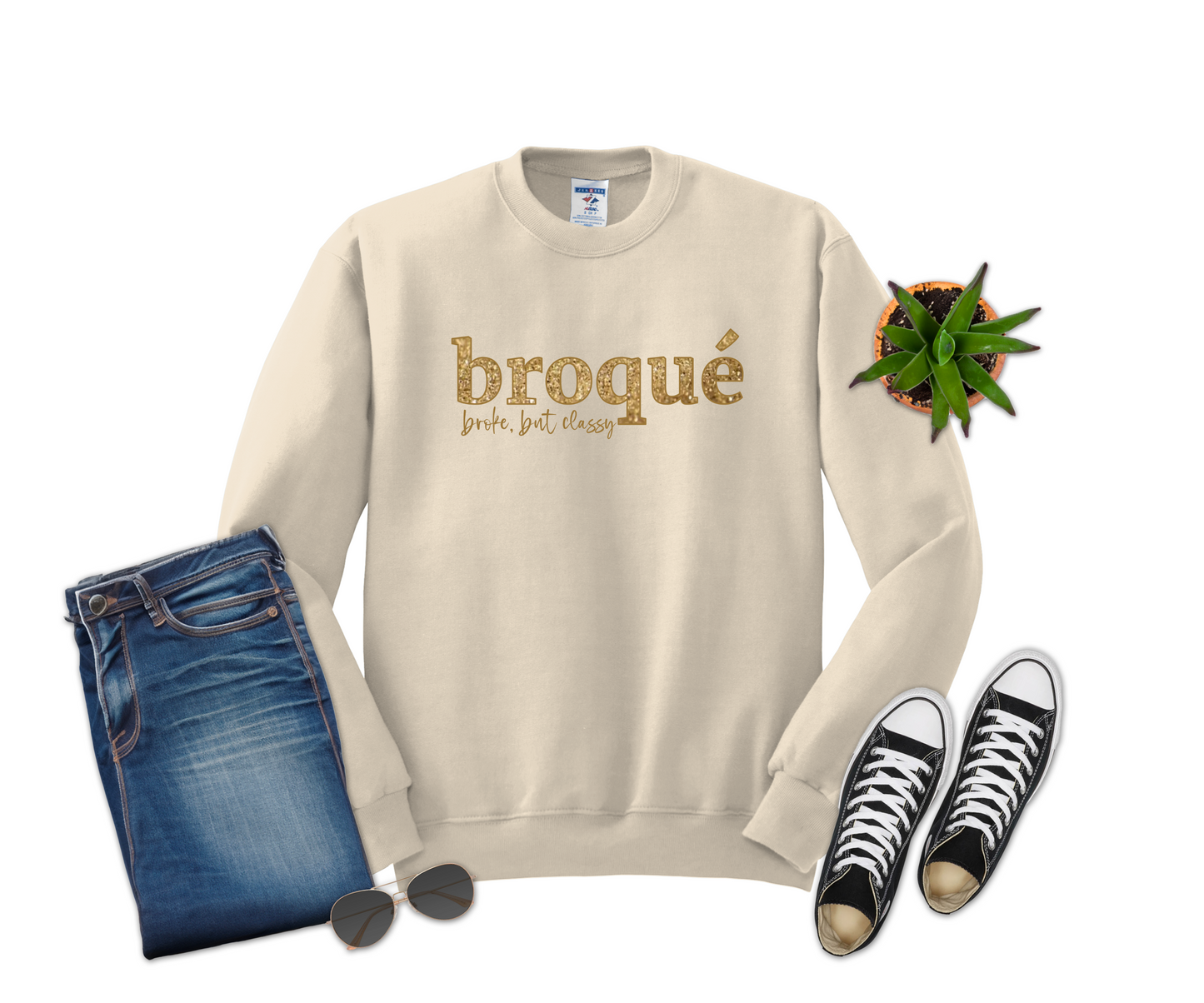 Broque'- Broke but Classy GOLD Faux Glitter Design