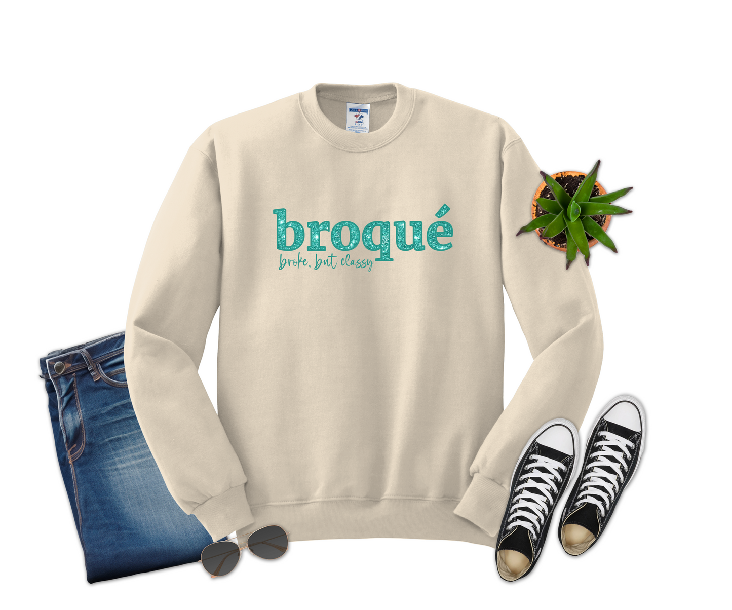 Broque'- Broke but Classy TEAL Faux Glitter Design